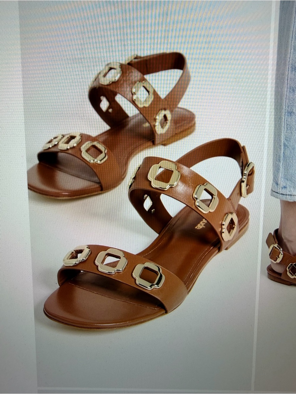 NIB and Box Larroude Milan Caramel Sandal with Gold Accents - Picture 8 of 8